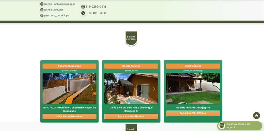 Landing Page - Seu Chalé