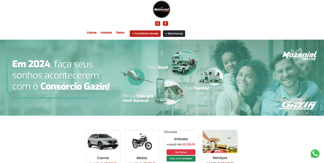 Landing Page - Mozaniel Motos